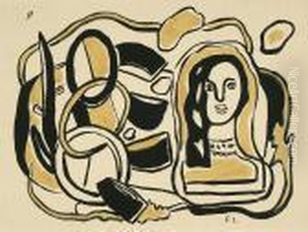 Tete De Femme Oil Painting by Fernand Leger