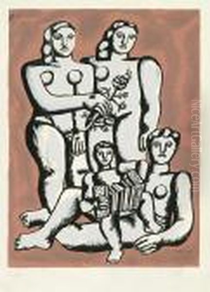 Femmes Et Enfants Au L'accordeon Oil Painting by Fernand Leger