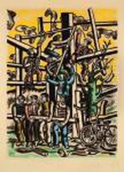 Les Constructeurs Oil Painting by Fernand Leger