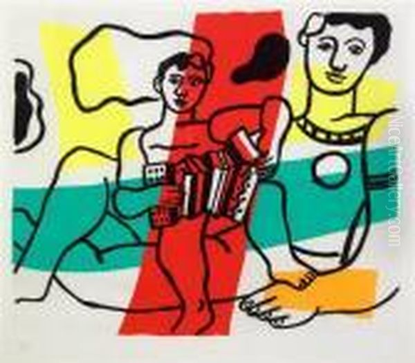 L'accordion Oil Painting by Fernand Leger
