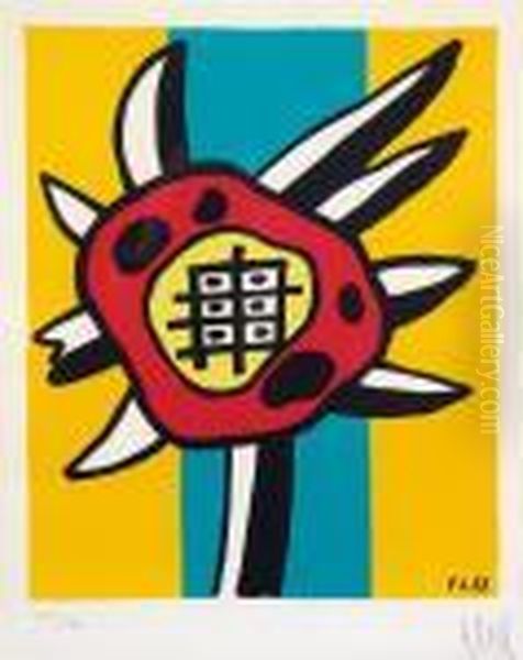 Gold Flower Oil Painting by Fernand Leger