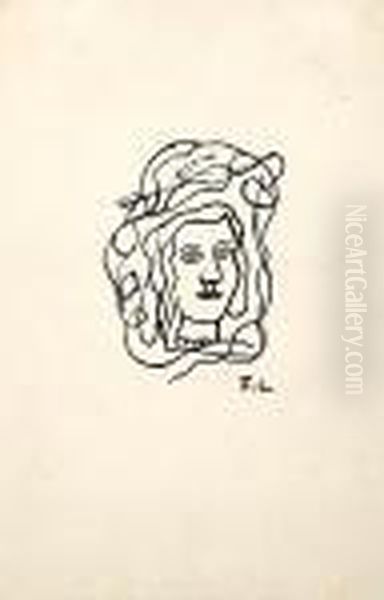 Tete De Femme Oil Painting by Fernand Leger