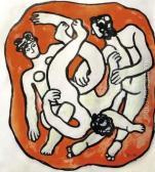 Les Plongeurs Polychromes Oil Painting by Fernand Leger