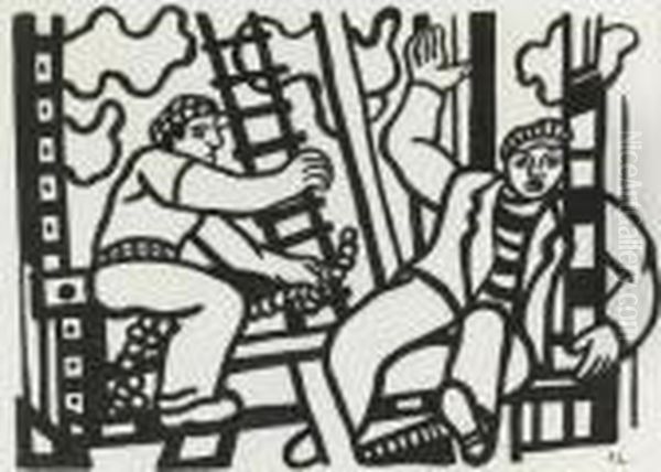 Etude Pour Les Constructeurs Oil Painting by Fernand Leger