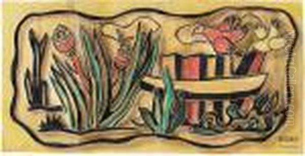 Les Oiseaux Oil Painting by Fernand Leger