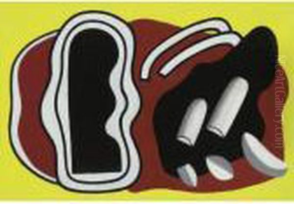 Composition Sur Fond Rouge Et Jaune Oil Painting by Fernand Leger
