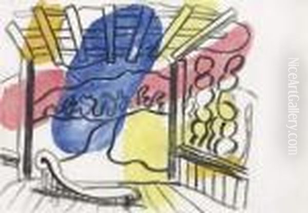 Etude Pour Le Decor De L'opera De Darius Milhaud : Bolivar Oil Painting by Fernand Leger