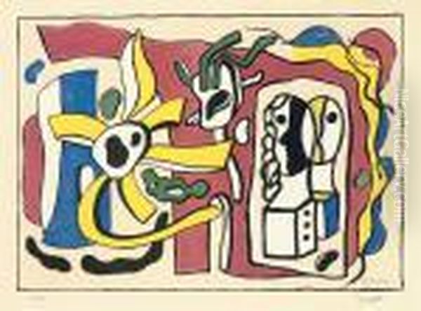Couple Et Soleil Oil Painting by Fernand Leger