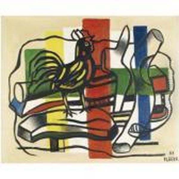 Le Coq Jaune Et Noir Oil Painting by Fernand Leger