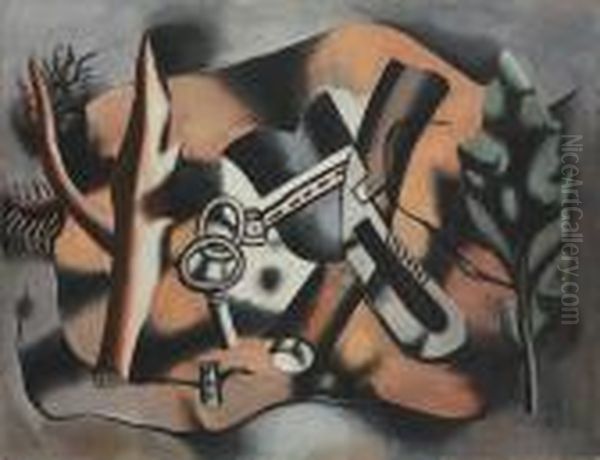 Composition A La Feuille Oil Painting by Fernand Leger