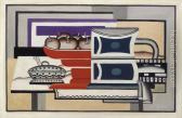 Le Compotier Rouge (compotier De Poires) Oil Painting by Fernand Leger