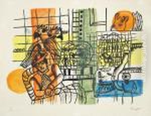Femmes Et Perroquets Oil Painting by Fernand Leger