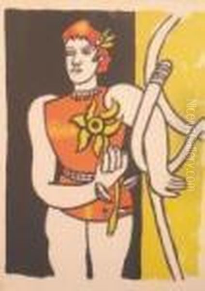 Femme A La Fleur 1 Oil Painting by Fernand Leger