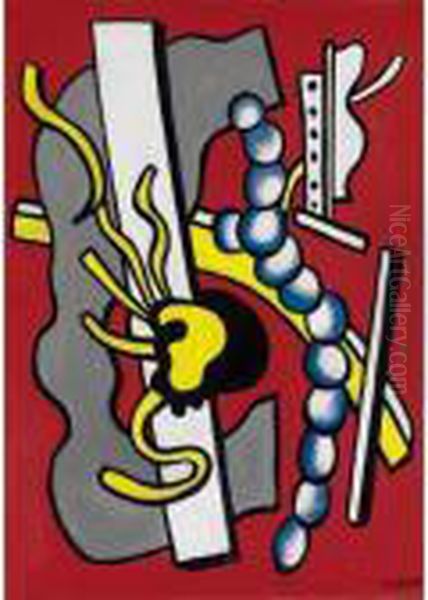 Contrastes Sur Fond Rouge Oil Painting by Fernand Leger