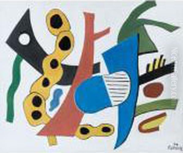 La Chaine Jaune Et Noire Oil Painting by Fernand Leger