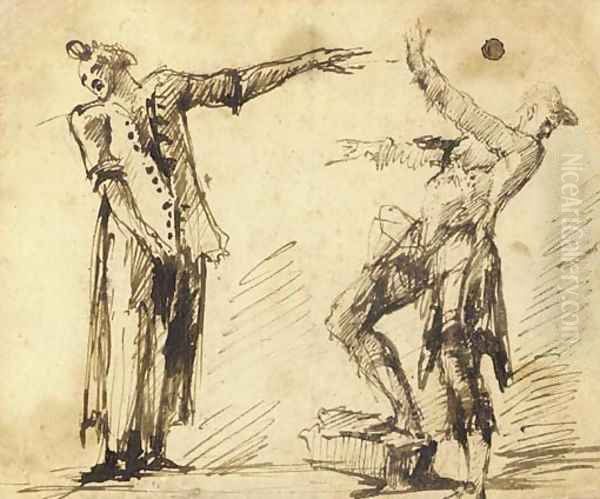 Two gesturing figures Oil Painting by Giovanni Battista Piranesi