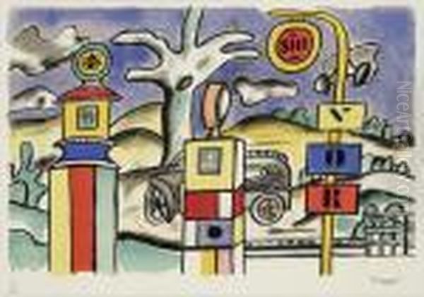 Les Pompes A Essence Oil Painting by Fernand Leger