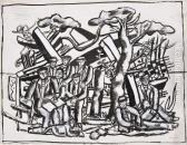 Les Travailleurs Au Repos Oil Painting by Fernand Leger