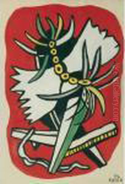 L' Insecte Sur Fond Rouge Oil Painting by Fernand Leger