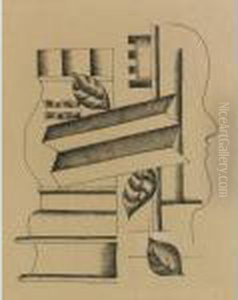 Profil, Vase Et Clef Oil Painting by Fernand Leger