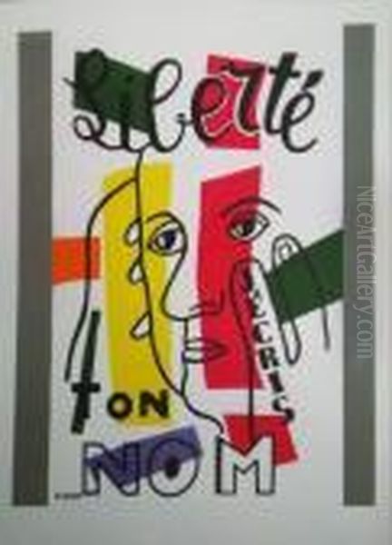 Liberte J'ecris Ton Nom Oil Painting by Fernand Leger