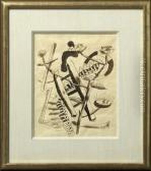 Composition Avec L'echelle Et Les Fleurs Oil Painting by Fernand Leger