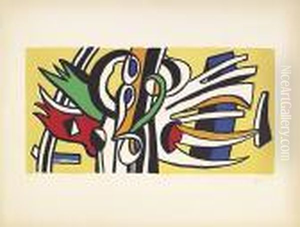 Composition Murale. Oil Painting by Fernand Leger