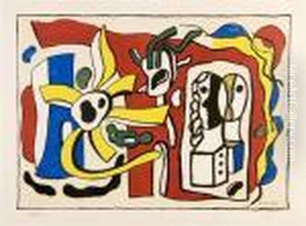 Couplle Et Soleil Oil Painting by Fernand Leger