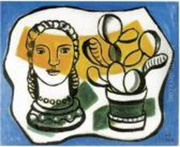 Statuette De Femme Et Plante Oil Painting by Fernand Leger
