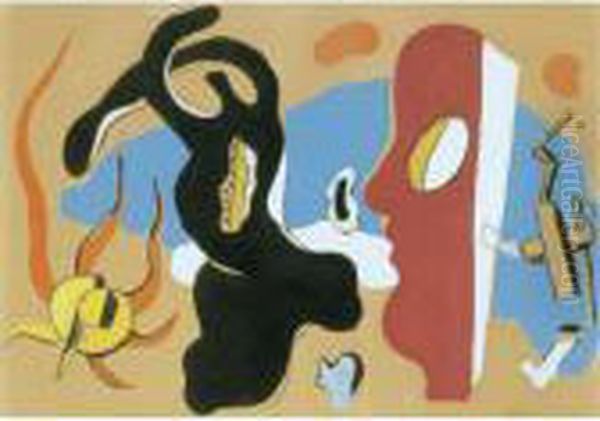 Composition Au Profil Oil Painting by Fernand Leger