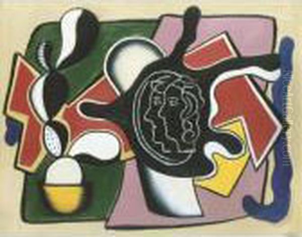 Composition Aux Deux Profils (le Camee) Oil Painting by Fernand Leger