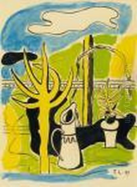 Composition Au Jardinet Oil Painting by Fernand Leger