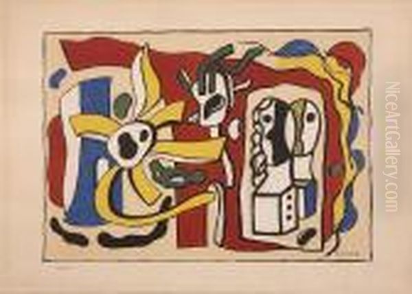 Untitled (deux Visages) Oil Painting by Fernand Leger