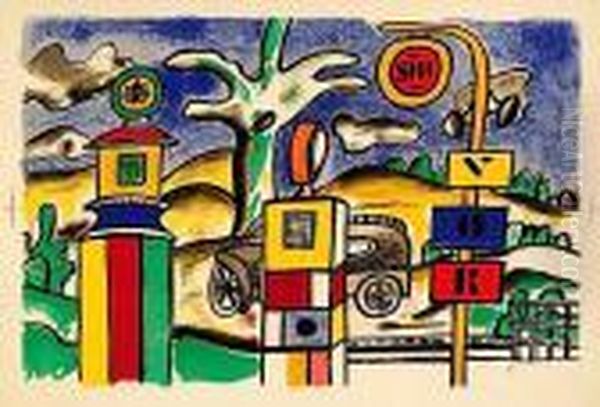 La Pompe A Essence Oil Painting by Fernand Leger