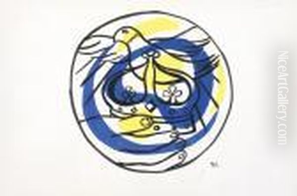 Composition Circulaire - Oiseau Avec Couronne Oil Painting by Fernand Leger