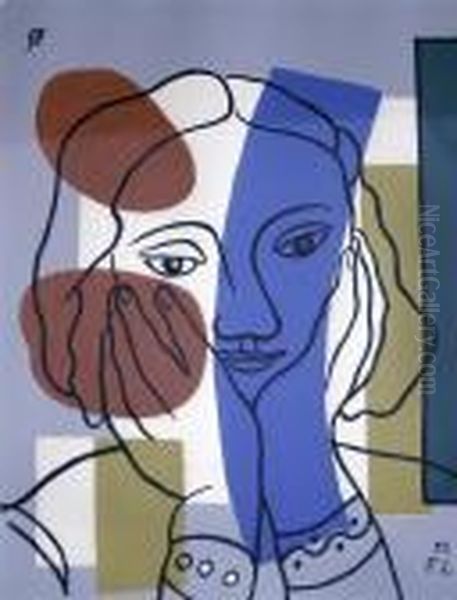 Head Of A Woman Oil Painting by Fernand Leger