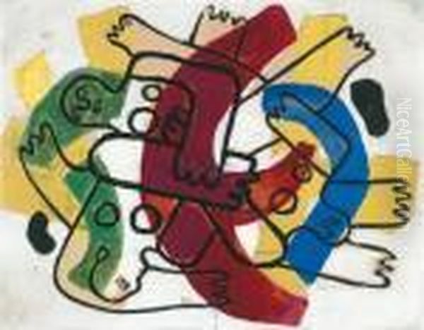 Les Plongeurs Oil Painting by Fernand Leger