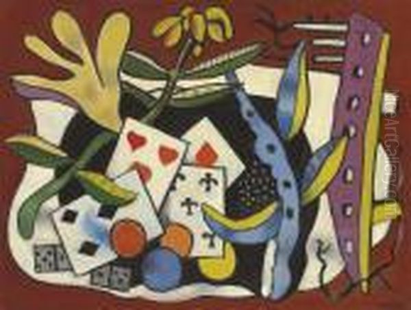 Le Cinq De Trefle Oil Painting by Fernand Leger