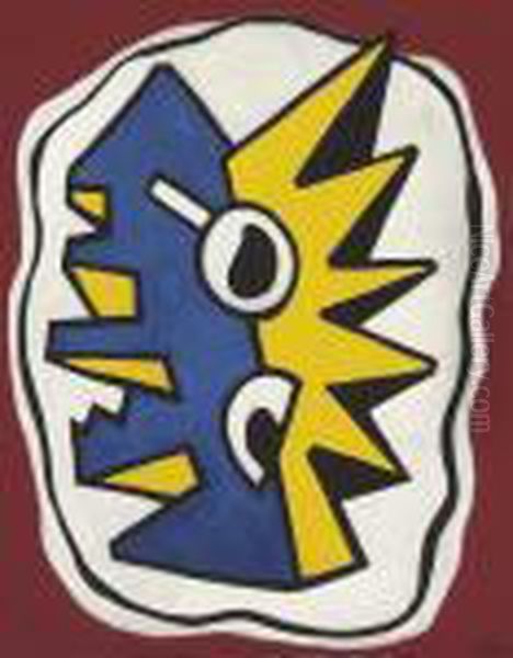 Composition Sur Fond Rouge Oil Painting by Fernand Leger