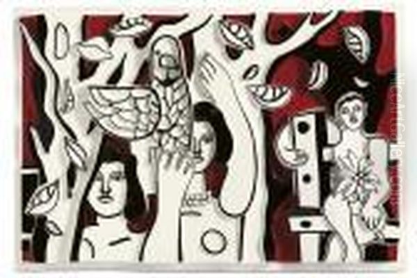 Femmes Au Perroquet Oil Painting by Fernand Leger