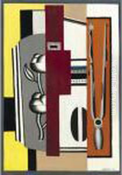 Roses Et Compas Oil Painting by Fernand Leger