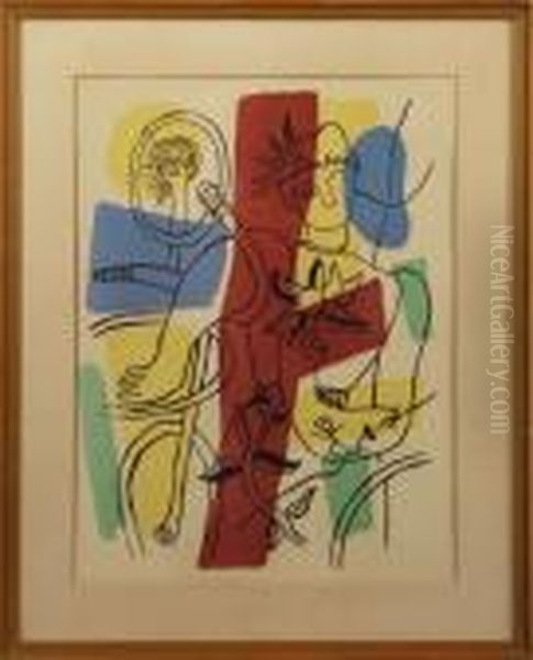 Figurkomposition Oil Painting by Fernand Leger