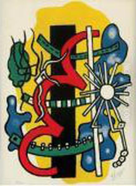 Composition (saphire 17) Oil Painting by Fernand Leger