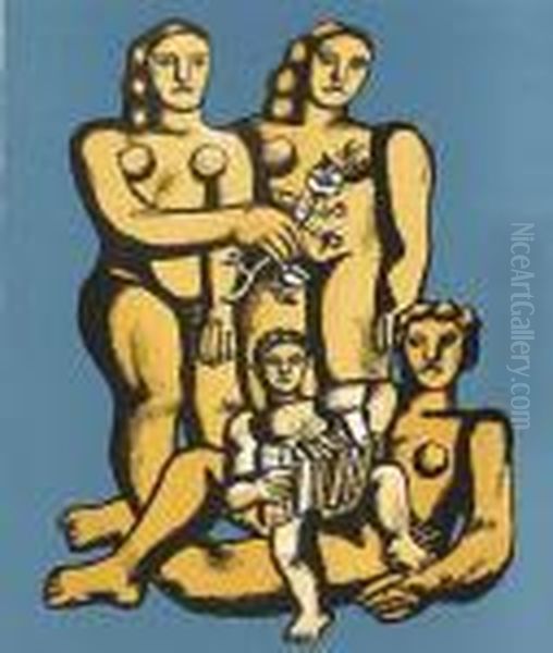 Hommage Pour Fernand Mourlot Oil Painting by Fernand Leger