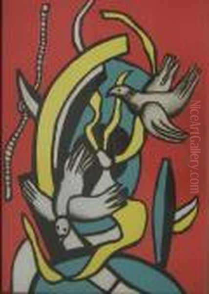 Les Oiseaux Oil Painting by Fernand Leger
