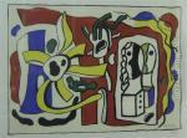 Nature Morte Aux Poupees Et Soleil Oil Painting by Fernand Leger