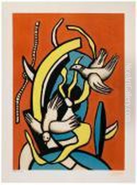 Composition Aux Deux Oiseaux Oil Painting by Fernand Leger