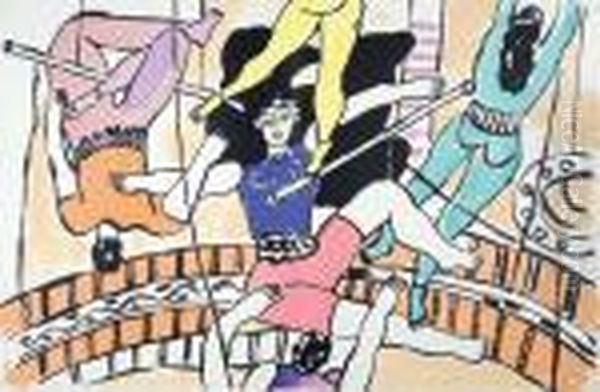 Cirque Oil Painting by Fernand Leger