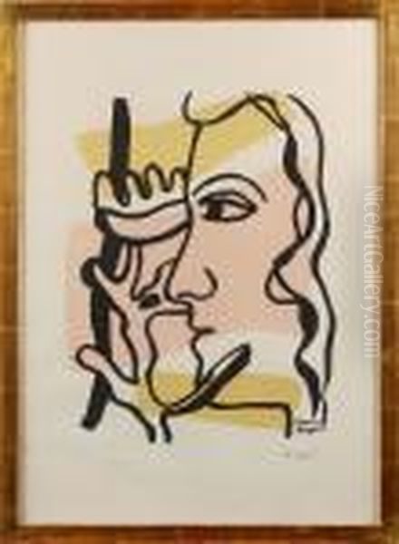 Kvinna I Profil Oil Painting by Fernand Leger