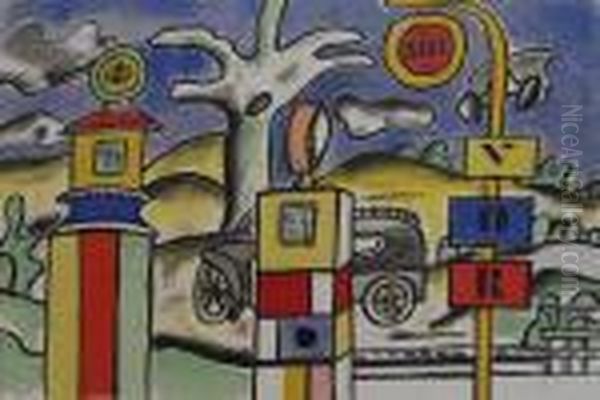 Petrol Station Oil Painting by Fernand Leger